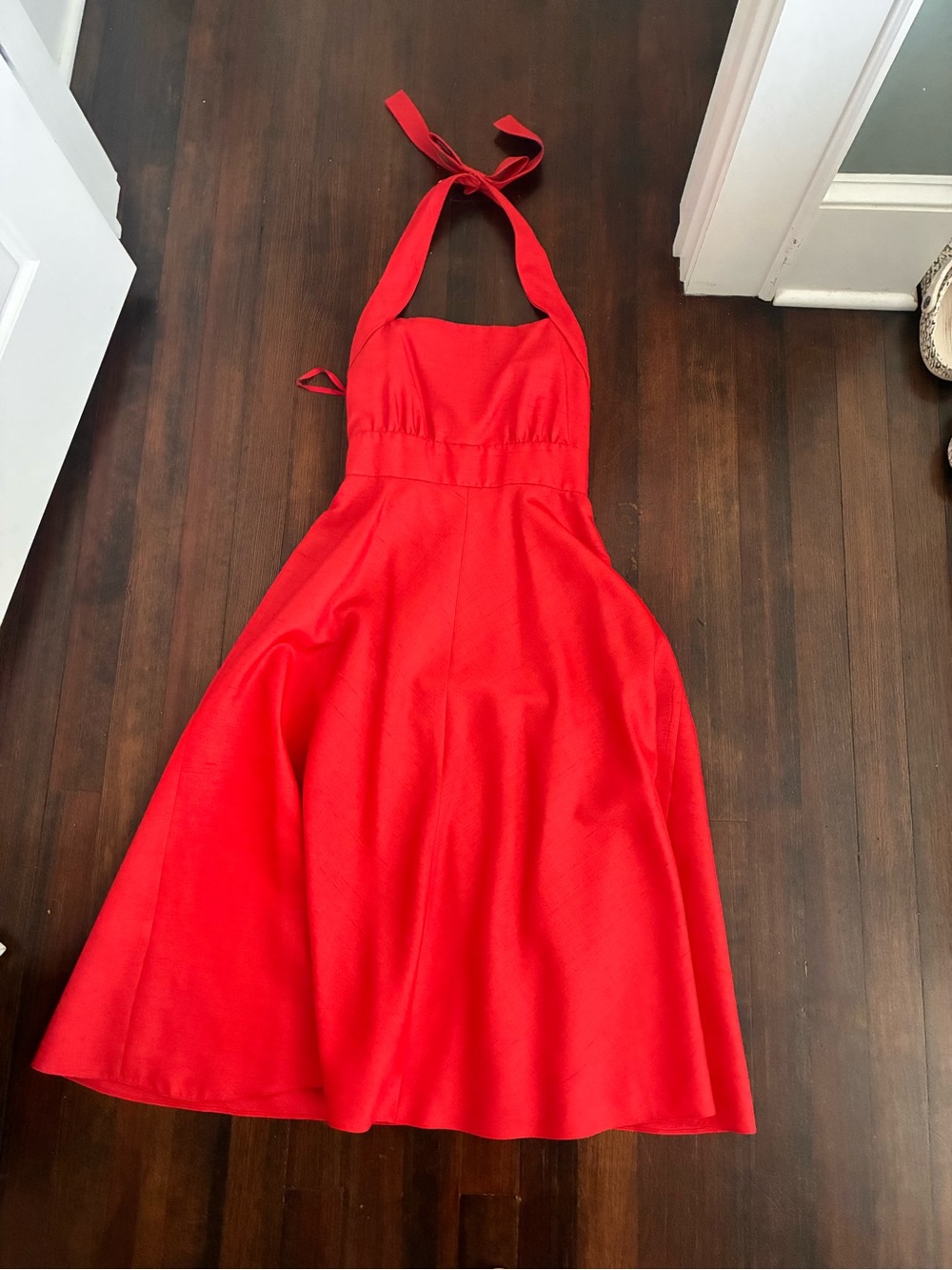 Vintage Red Halter Fit-and-Flare Dress